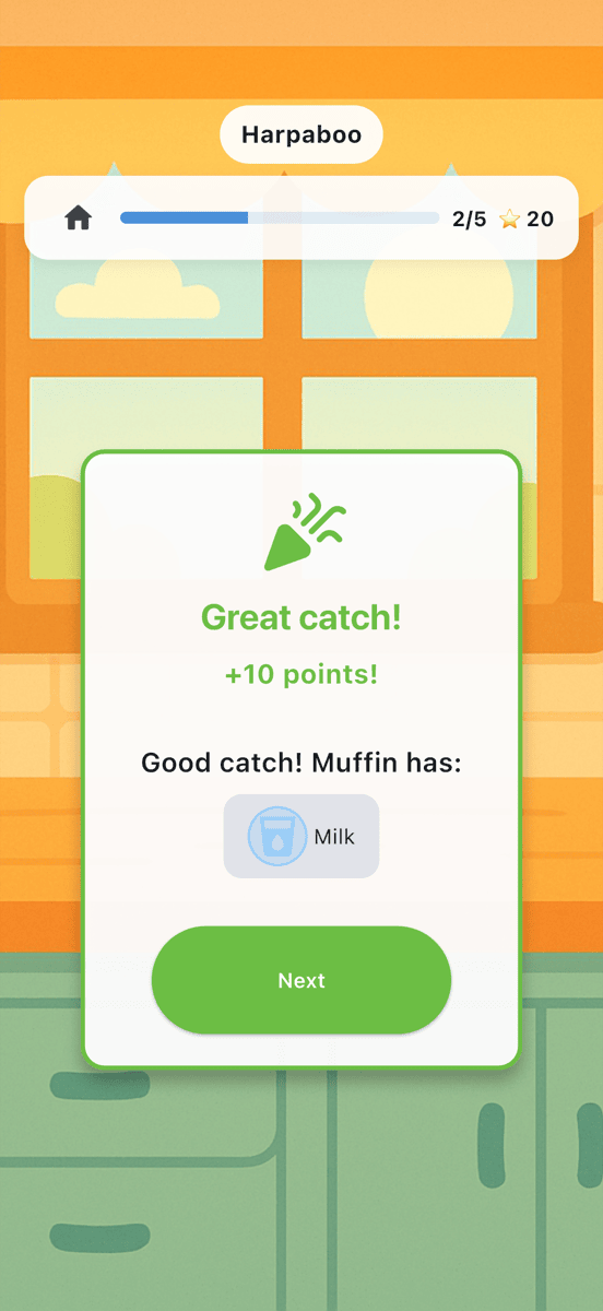 Harpaboo allergen reveal screen